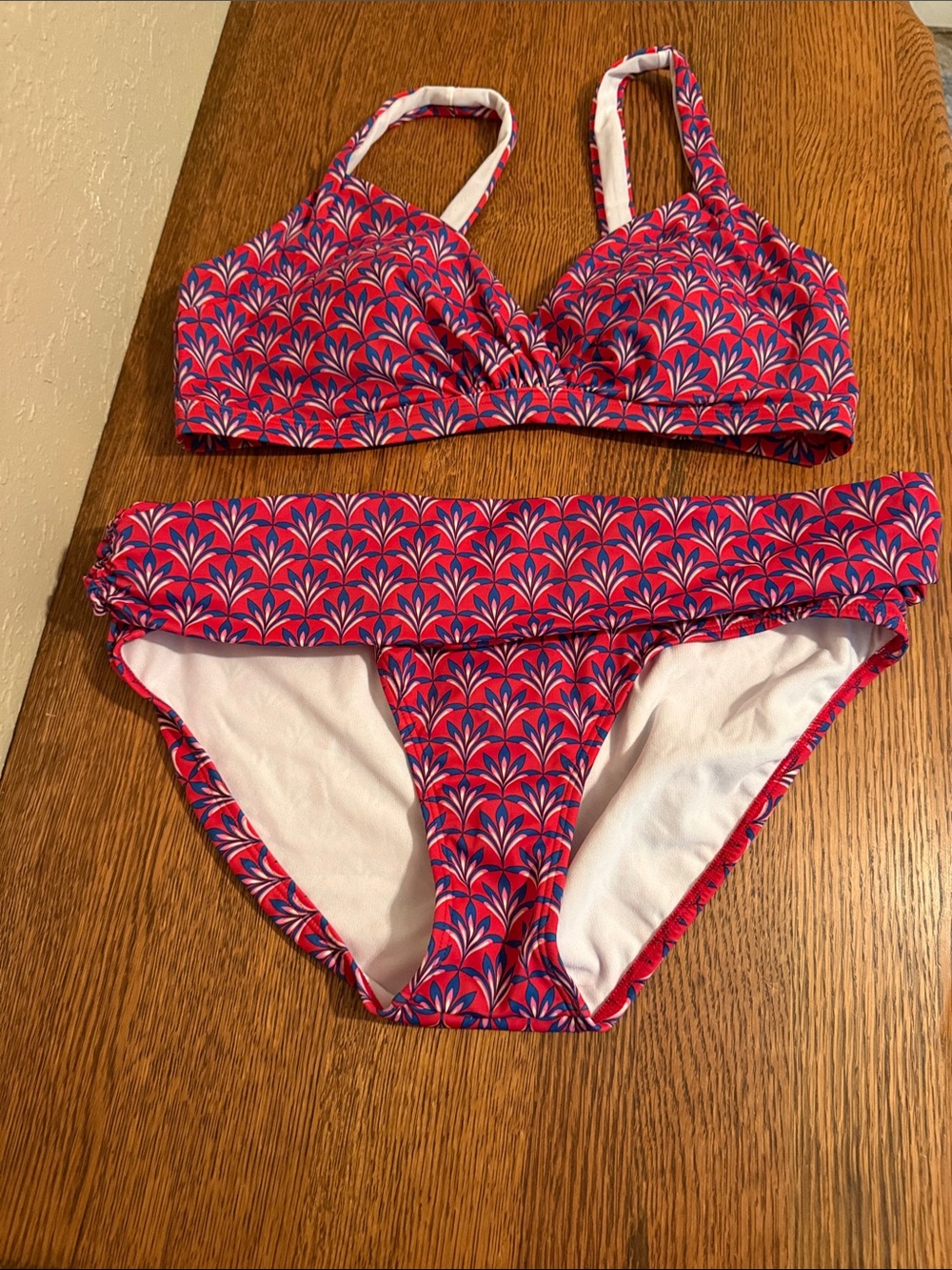 Boden Pink and Blue Patterned Two-Piece Bikini